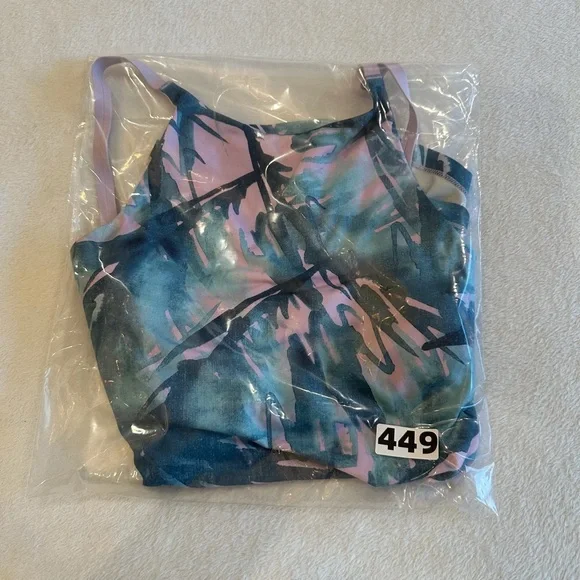 Prana Women's Abstract Pink and Green Tank Top with Built in Bra - Picture 6 of 6